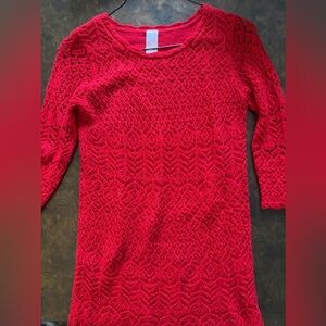 Cat & Jack Red Lace Knit Sweater Dress
